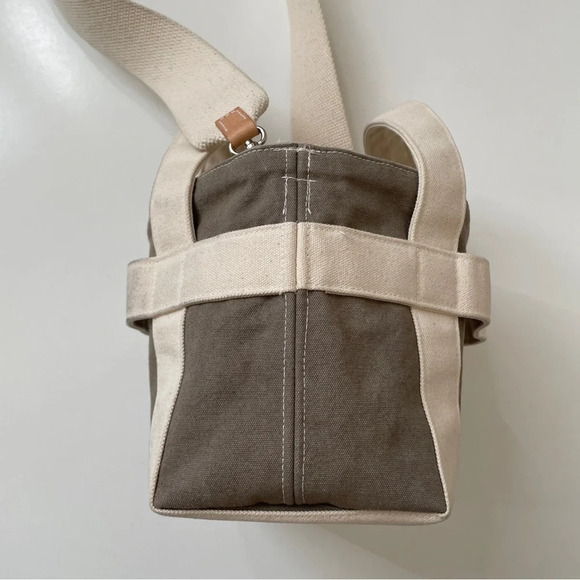 SHIN+NA Limited Edition THE CROSSBODY MINI CANVAS TOTE Bag in Taupe - Picture 5 of 16